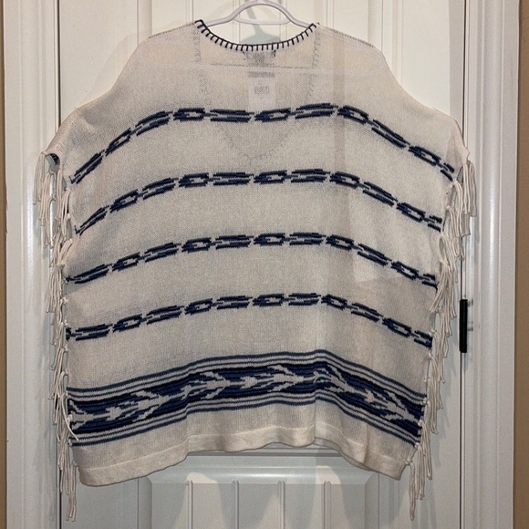 XL CHAPS DENIM CO WESTERN STYLE PONCHO V-NECK SWEATER Armholes RalphLaurenCo.NWT - Picture 15 of 16